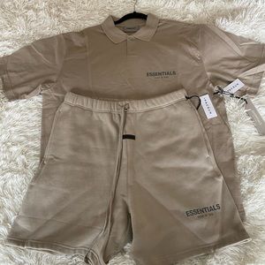 NEW Fear of God Essentials Set! Both Polo and Shorts! Size Medium! Color: Beige